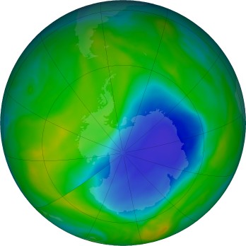 Antarctic ozone map for 2024-12-01